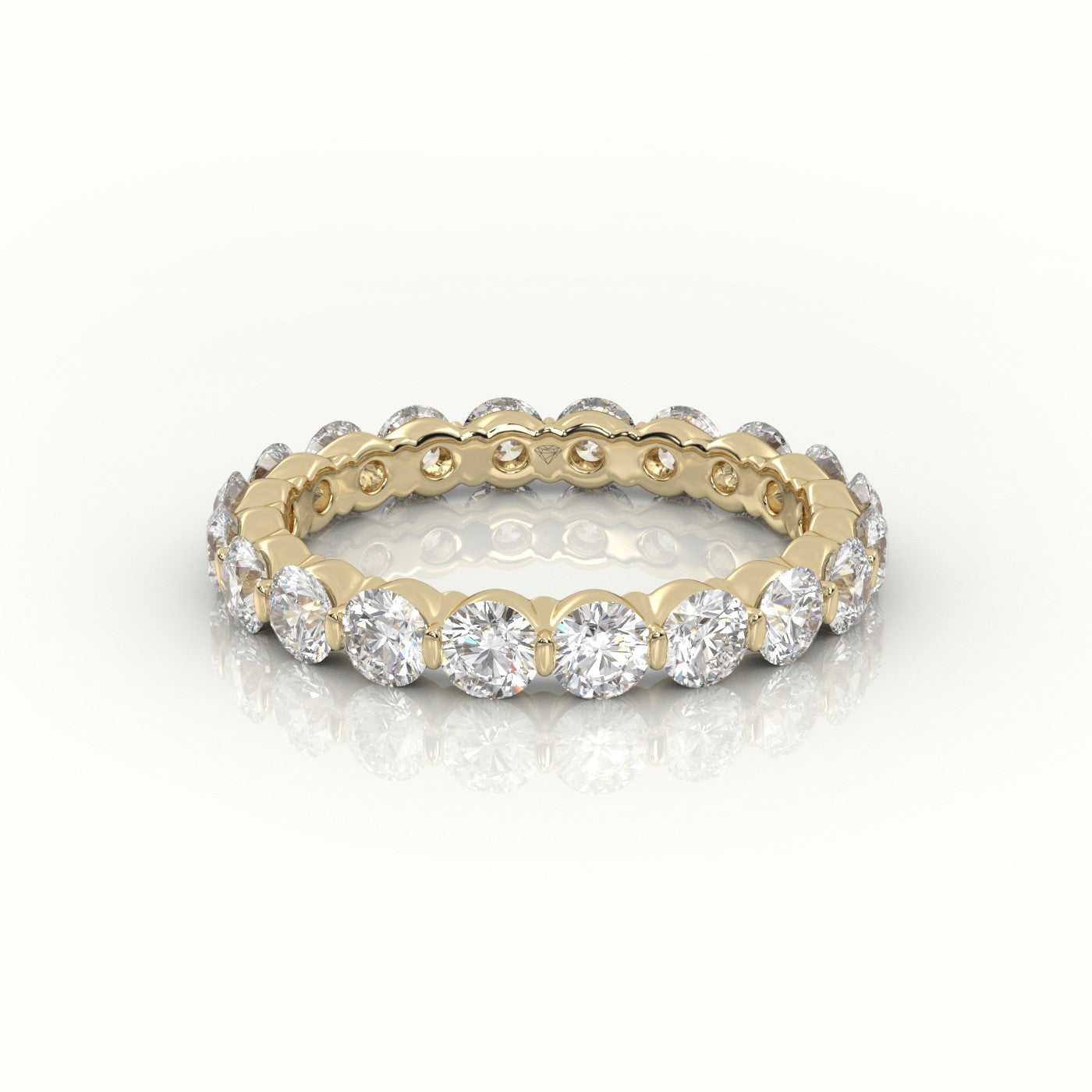 Round Cut Diamonds Stylish Eternity Wedding Band — Yellow Gold