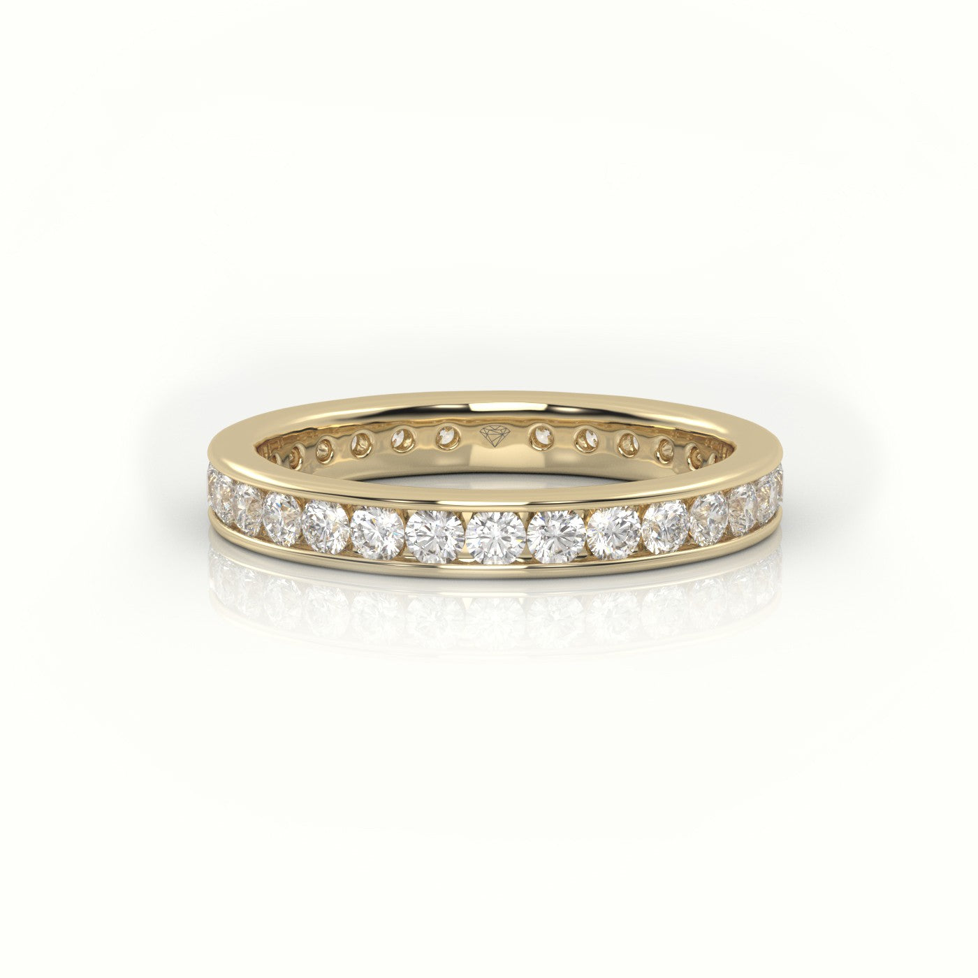 Round Cut Diamond Channel Setting Eternity Wedding Band — Yellow Gold