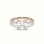 Asscher Cut Diamond Engagement Ring With Marquise And Round Side Stones — Rose Gold