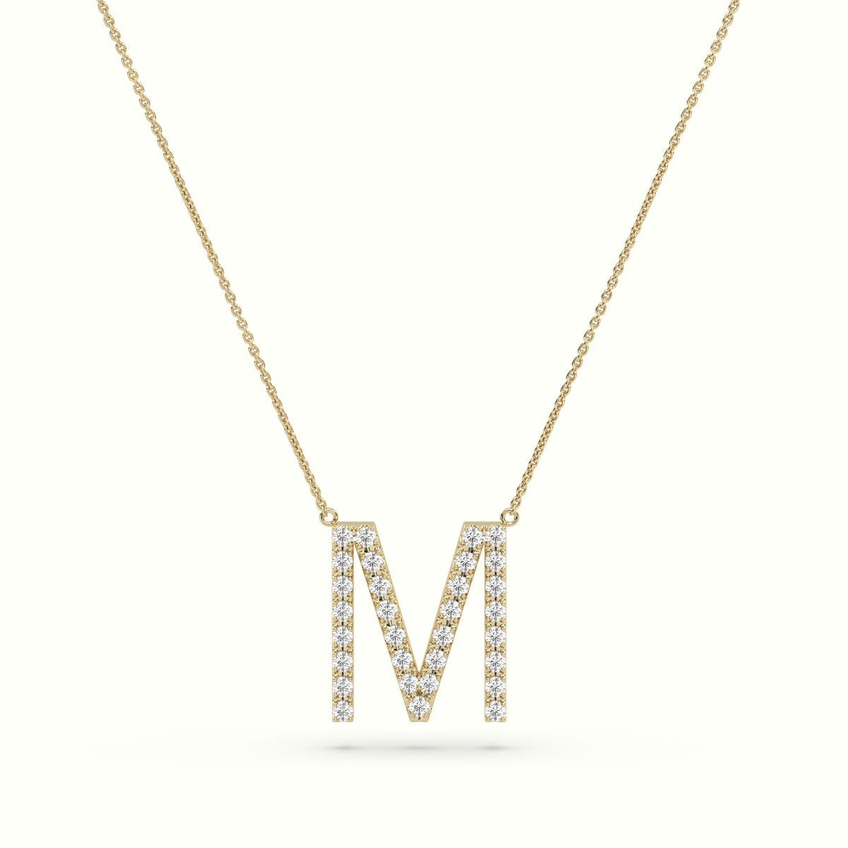 Initial "M" Diamond Necklace - 18k Gold — Yellow Gold