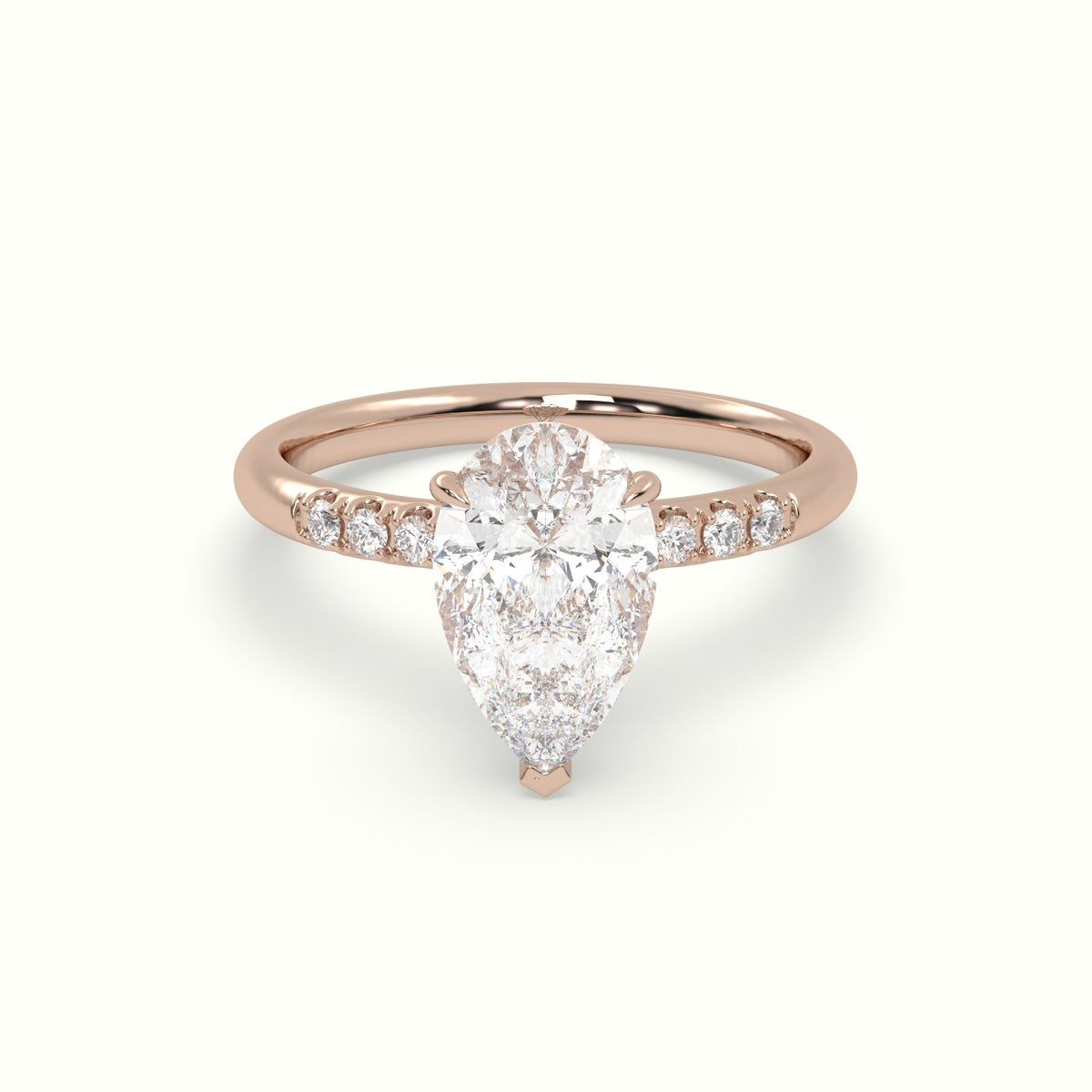 Pear Cut Diamond Pave Engagement Ring — Rose Gold