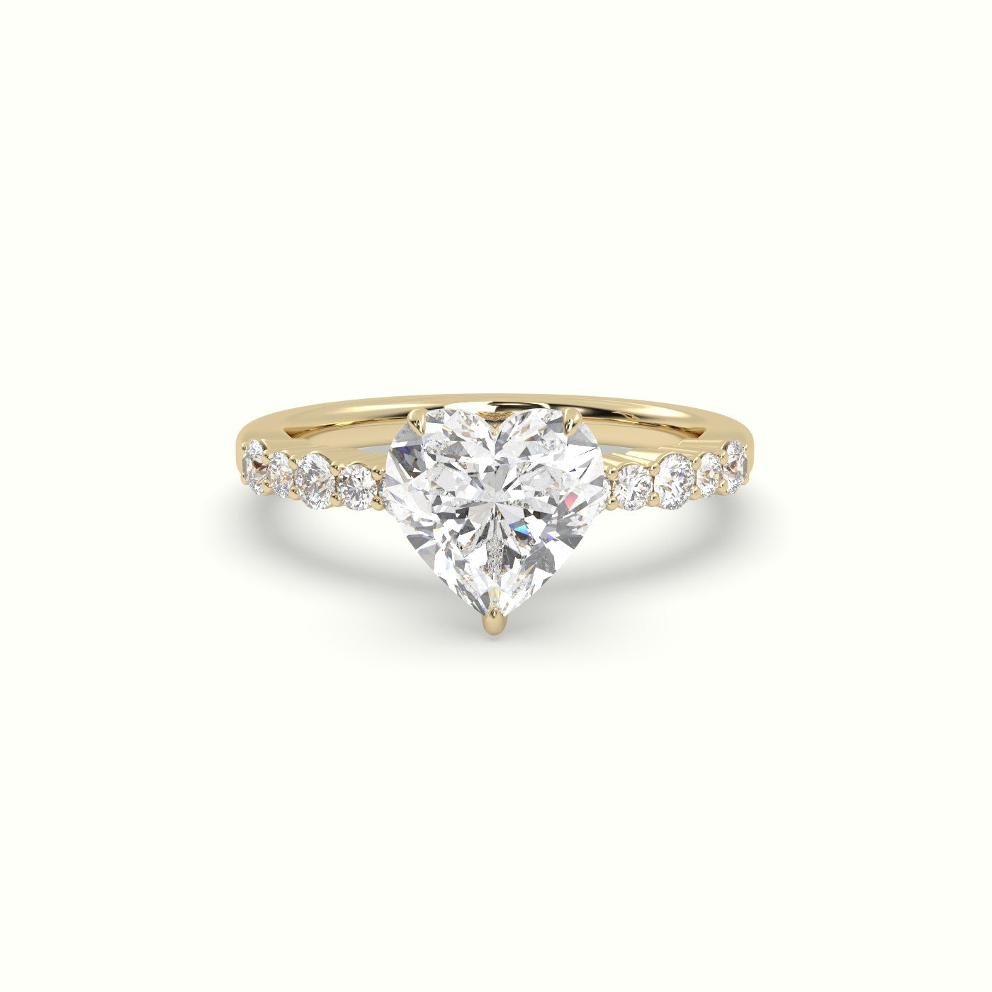 Heart Cut Diamond Pave Engagement Ring — Yellow Gold