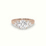Round Cut Diamond Side Stone Engagement Ring — Rose Gold