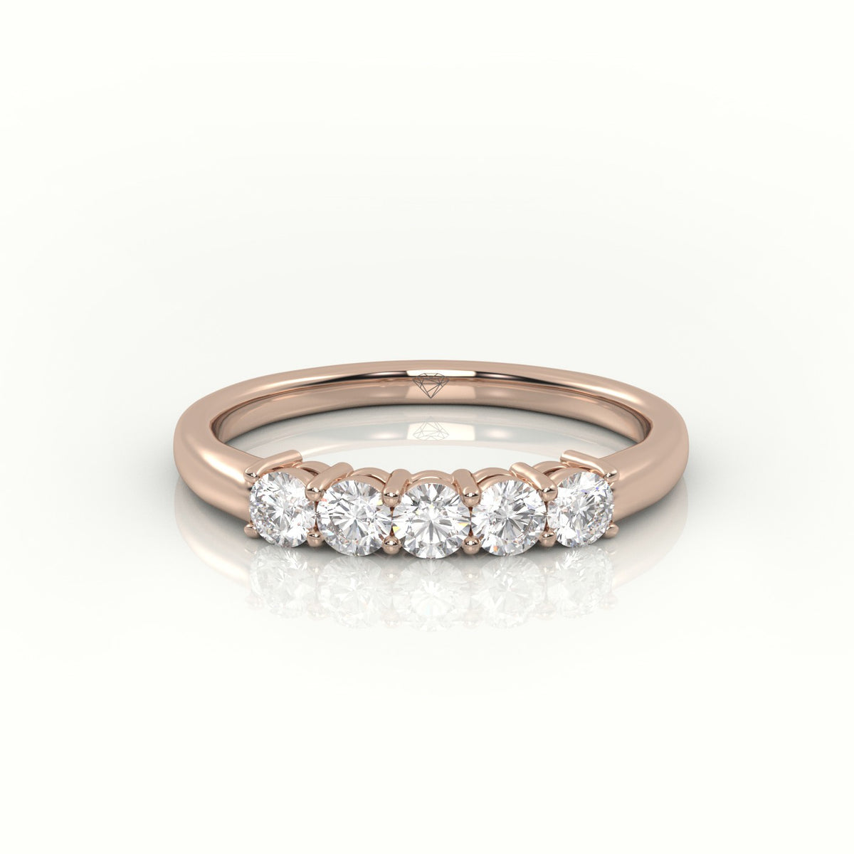 Round Cut Diamonds Bar-Setting Half Eternity Wedding Band — Rose Gold