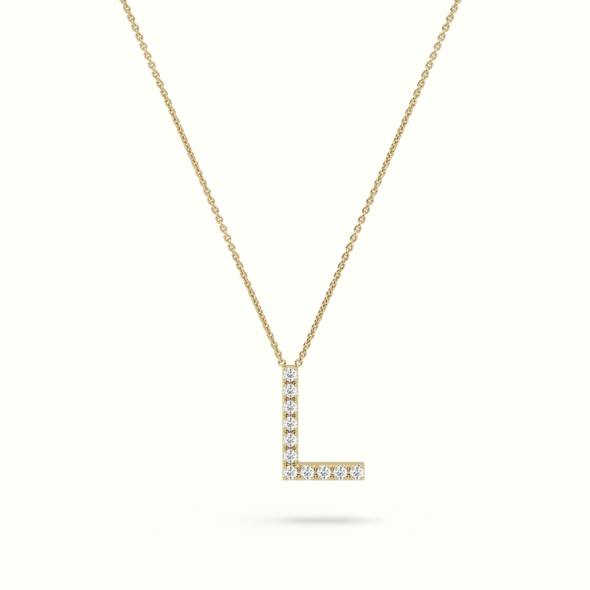 Initial "L" Diamond Necklace - 18k Gold — Yellow Gold