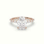 Oval Center Diamond Engagement Ring With Marquise And Round Side Stones — Rose Gold