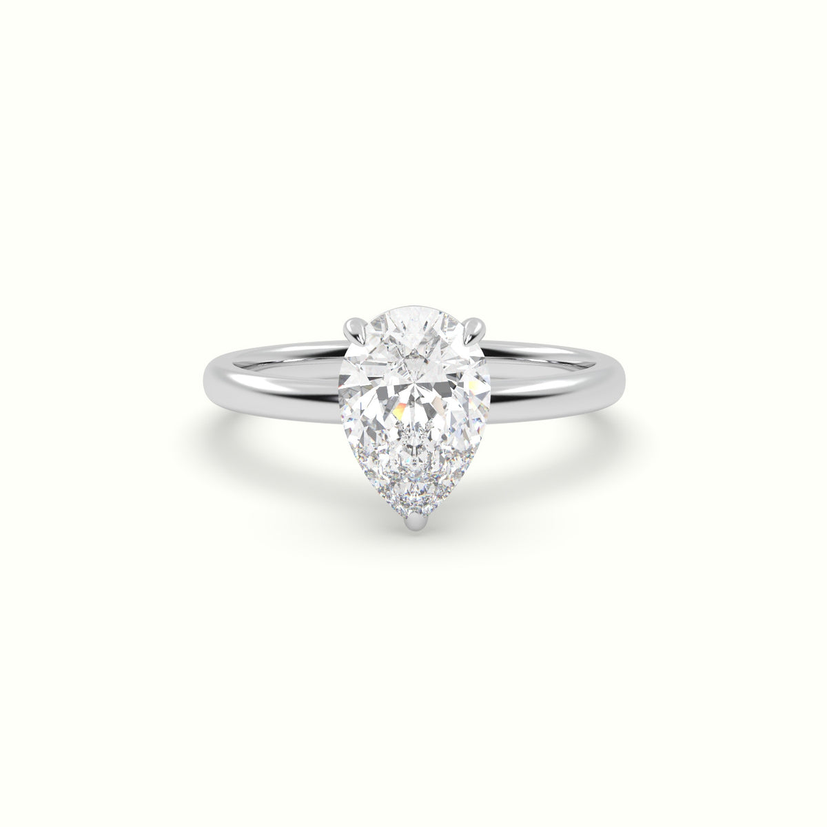 Pear Solitaire Engagement Ring — White Gold