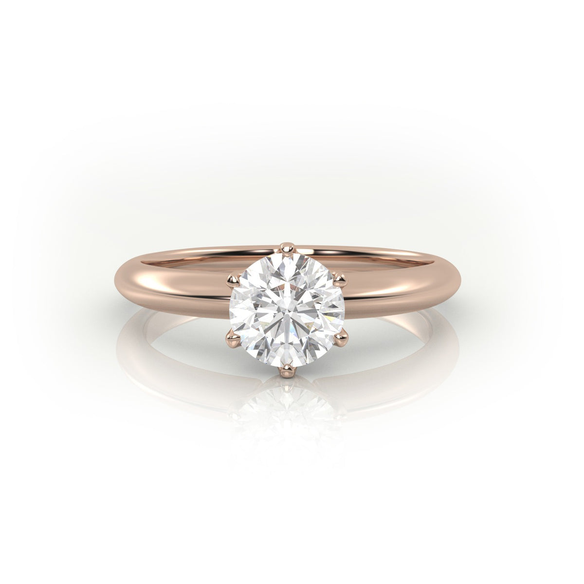 Round Cut 6 Prongs Solitaire Engagement Ring — Rose Gold