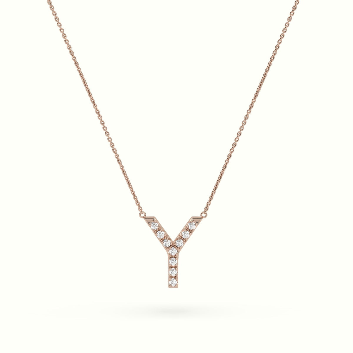 Initial "Y" Diamond Necklace - 18k Gold — Rose Gold