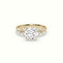 Round Diamond Side Stone Engagement Ring — Yellow Gold