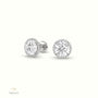 4 Prong Round Lab-Grown Diamond Halo Stud Earrings 18K White Gold