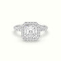 Asscher Cut Halo Diamond Engagement Ring — White Gold