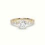 Round Cut Diamond Engagement Ring With Side Stones — Yellow Gold