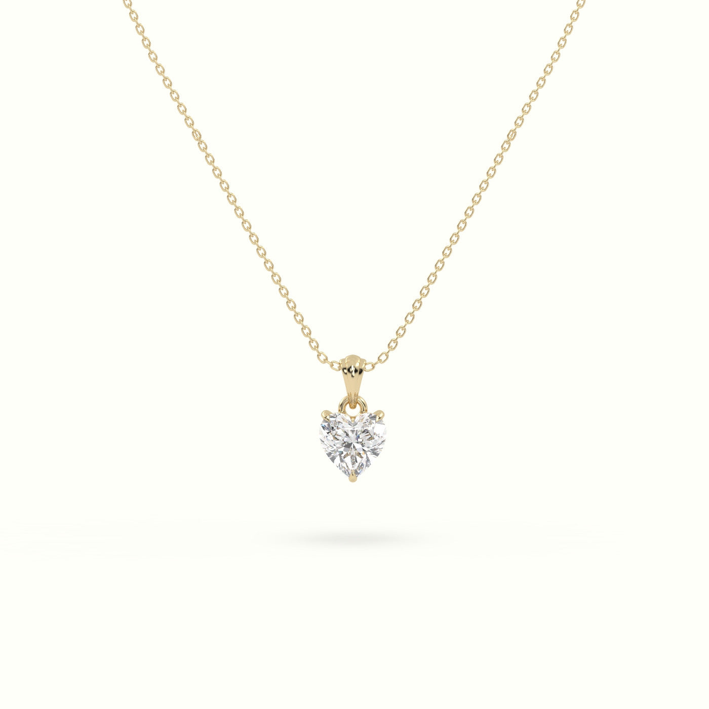 Heart Cut Solitaire Diamond Pendant — Yellow Gold