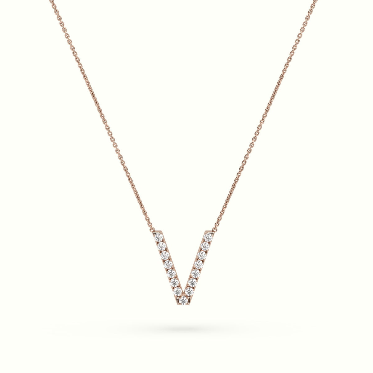 Initial "V" Diamond Necklace - 18k Gold — Rose Gold