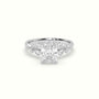 Radiant Diamond Side Stone Engagement Ring — White Gold