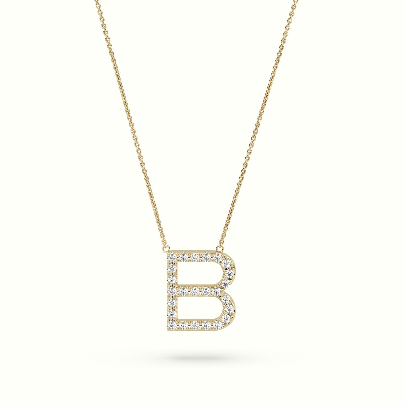 Initial “B” Diamond Necklace - 18k gold — Yellow Gold