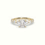 Cushion Cut Diamond Engagement Ring With Side Stones — Yellow Gold