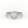 Round-Cut-Diamond 4 Prongs Halo Scallop Setting Engagement Ring — White Gold