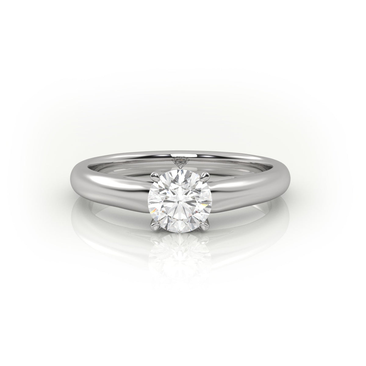 Round Cut Diamond Solitaire Ring — White Gold