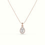 Pear Cut Solitaire Halo Diamond Pendant — Rose Gold