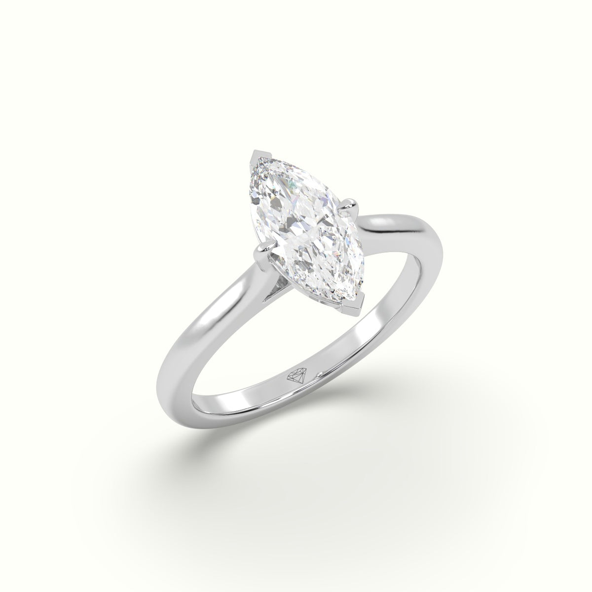 Marquise Solitaire Diamond Engagement Ring — White Gold