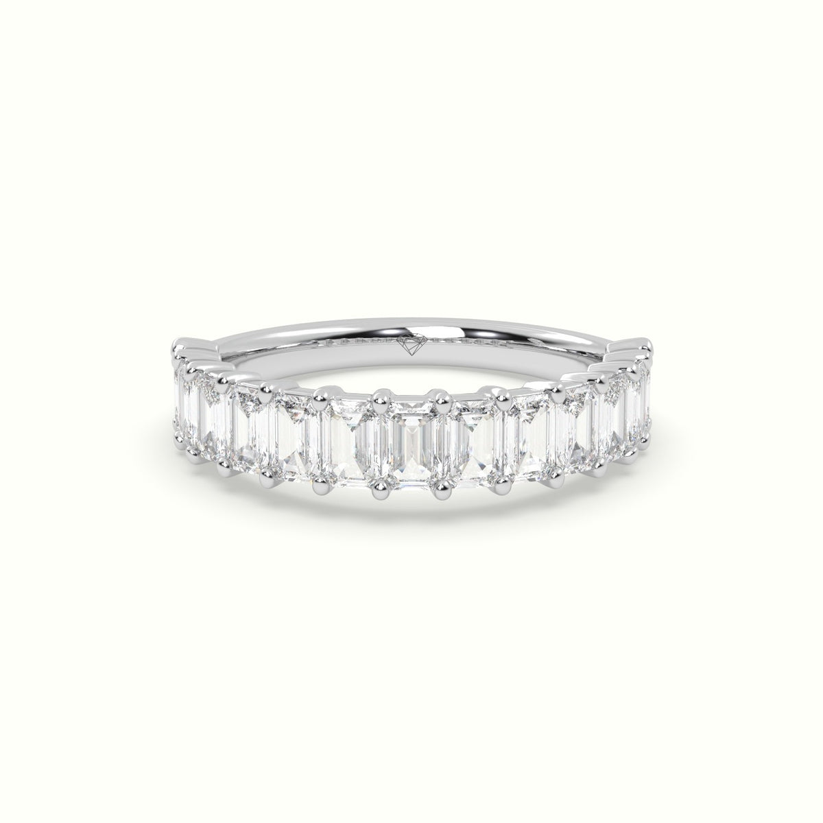 Emerald Cut Diamond Wedding Ring — White Gold