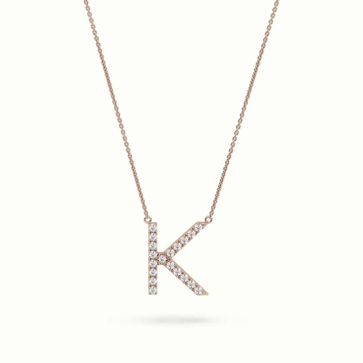 Initial "K" Diamond Necklace - 18k Gold — Rose Gold