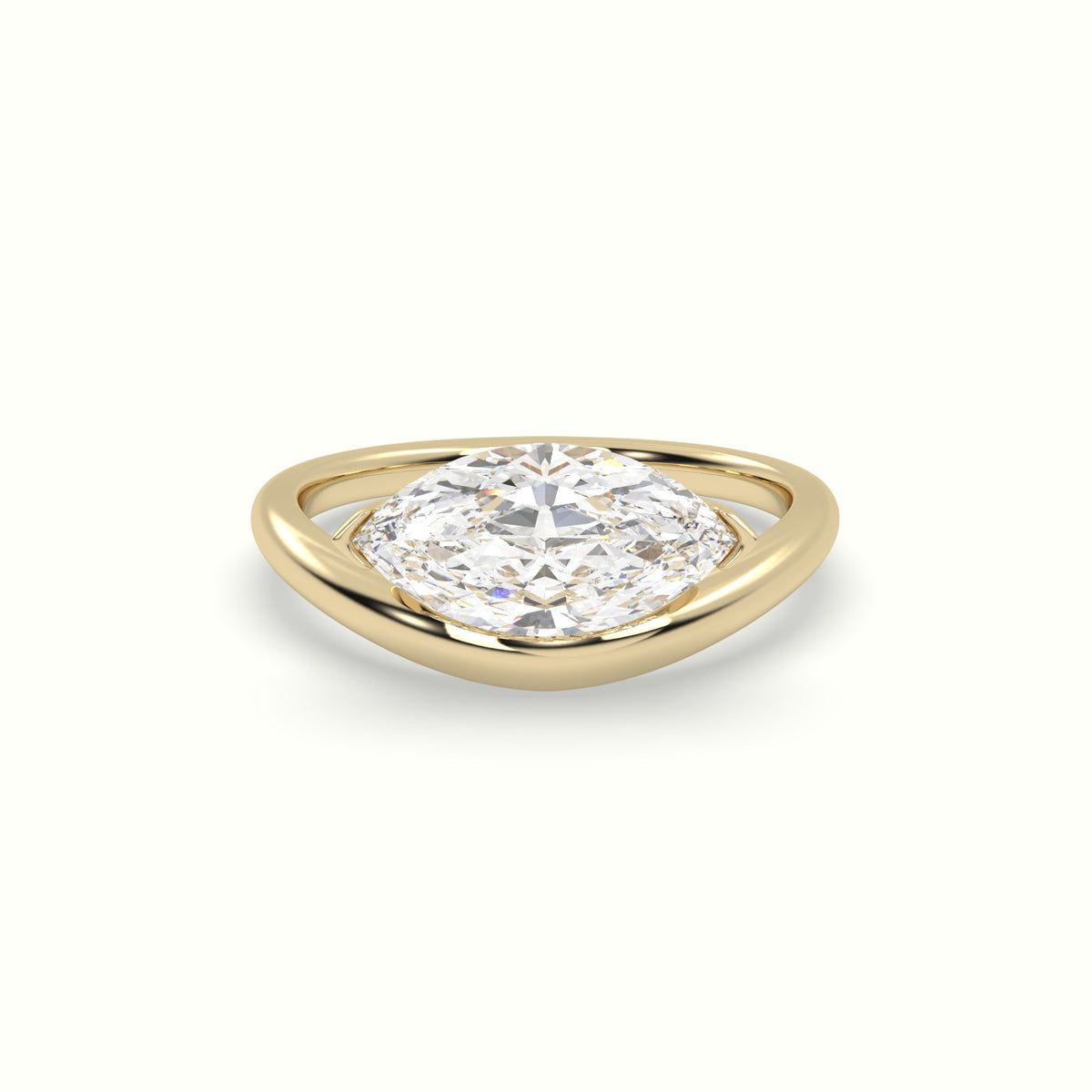 Marquise Diamond Solitaire Bypass Engagement Ring — Yellow Gold