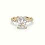 Radiant Cut Solitaire Pave Engagement Ring — Yellow Gold