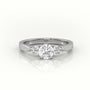 Round Cut Diamond 4 Prongs Side Stone Setting Engagement Ring — White Gold