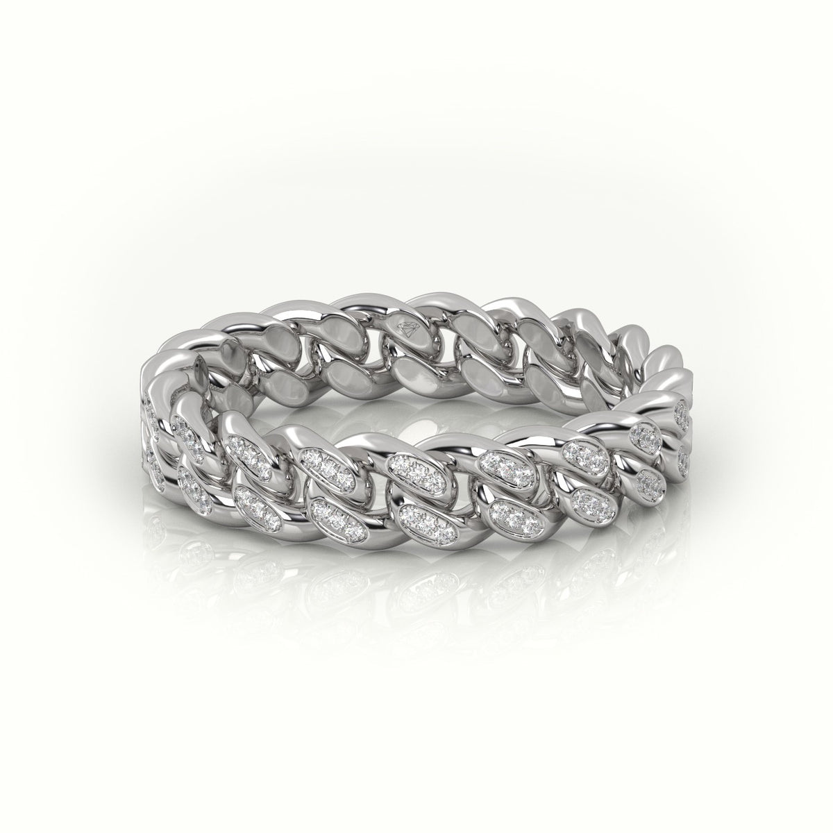 Cuban Diamonds Ring 5Mm — White Gold