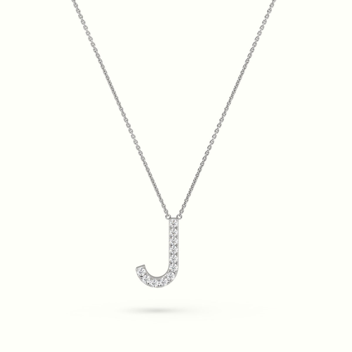 Initial "J" Diamond Necklace - 18k Gold — White Gold