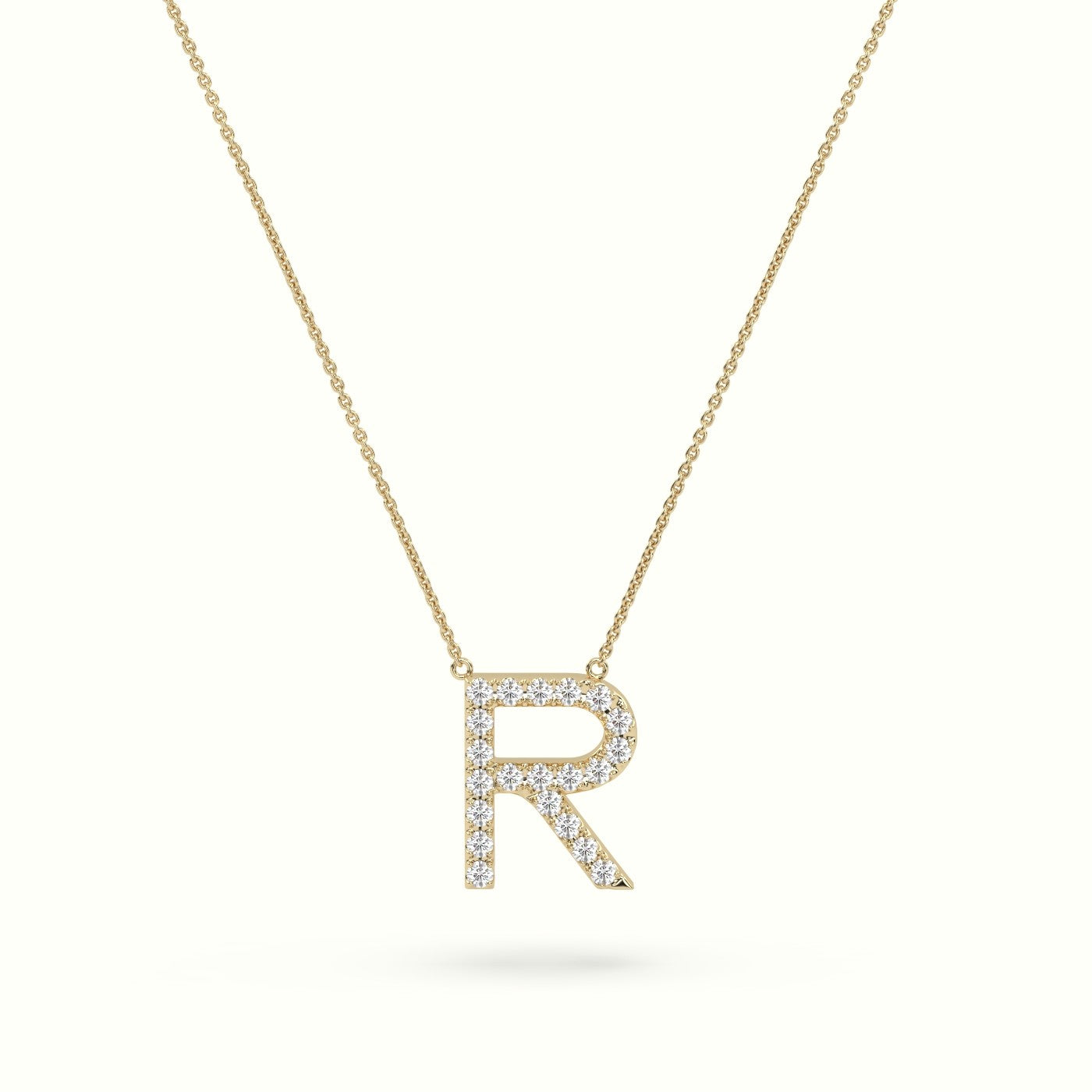 Initial "R" Diamond Necklace - 18k Gold — Yellow Gold