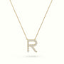 Initial "R" Diamond Necklace - 18k Gold — Yellow Gold