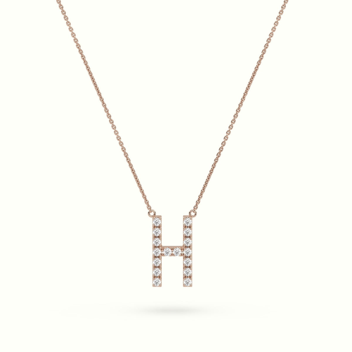 Initial "H" Diamond Necklace - 18k Gold — Rose Gold