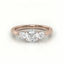 Cushion Cut Diamond 4 Prongs Side Stone Engagement Ring — Rose Gold