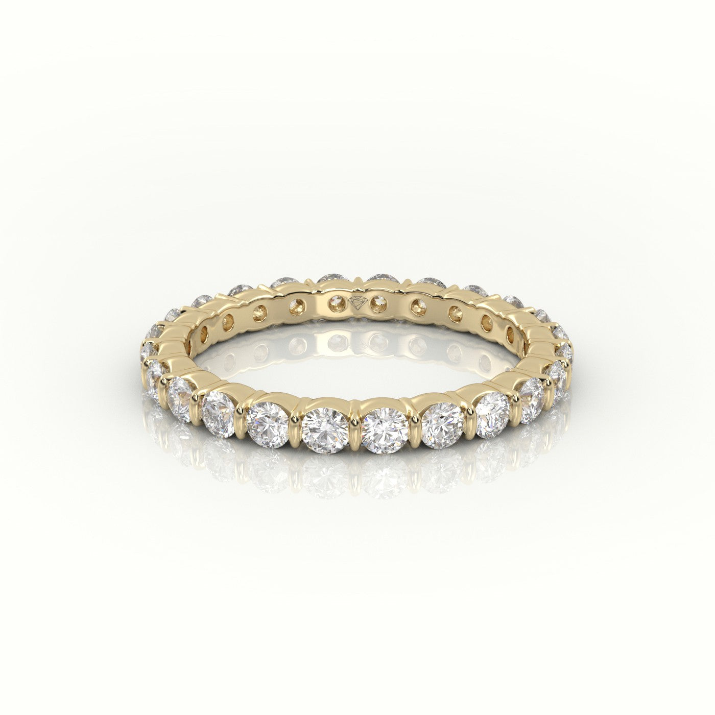 Round Diamonds Scallop Set Eternity Wedding Band — Yellow Gold