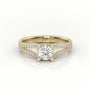 Round Cut Diamond Designer Vintage Setting Engagement Ring — Yellow Gold