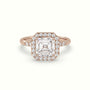 Asscher Cut Halo Diamond Engagement Ring — Rose Gold