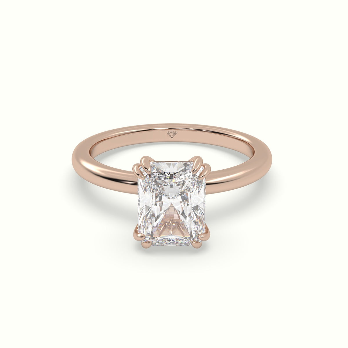 Radiant Cut Diamond Solitaire Engagement Ring — Rose Gold