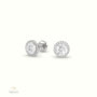 4 Prong Round Lab-Grown Diamond Halo Stud Earrings 18K White Gold
