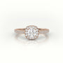 Round Cut Diamond 4 Prongs Halo Scallop Setting Engagement Ring — Rose Gold