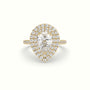 Pear Cut Diamond Halo Engagement Ring — Yellow Gold