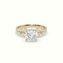 Cushion Diamond Side Stone Engagement Ring — Yellow Gold