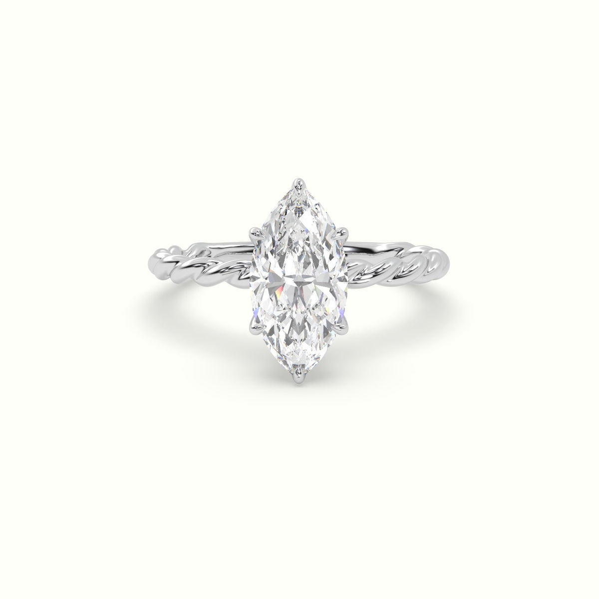 Marquise Cut Diamond Solitaire Engagement Ring — White Gold