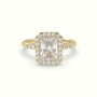 Radiant Cut Halo Diamond Engagement Ring — Yellow Gold