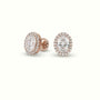 Oval Cut Solitaire Lab-Grown Diamond Halo Stud Earrings 18K Rose Gold