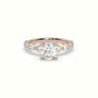 Asscher Cut Diamond Engagement Ring With Side Stones — Rose Gold