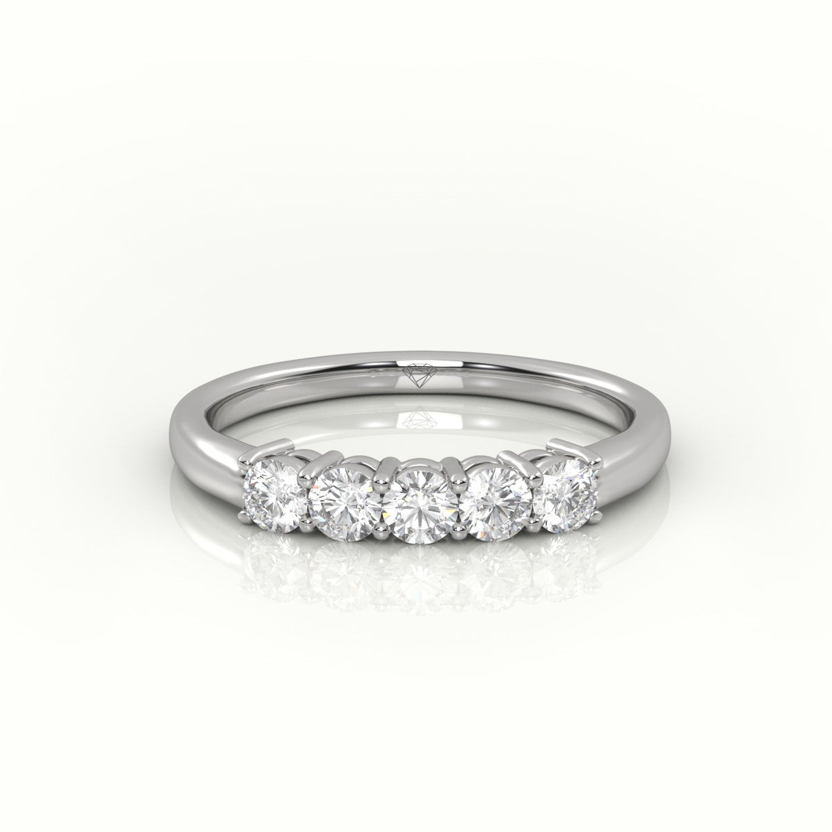 Round Cut Diamonds Bar-Setting Half Eternity Wedding Band — White Gold